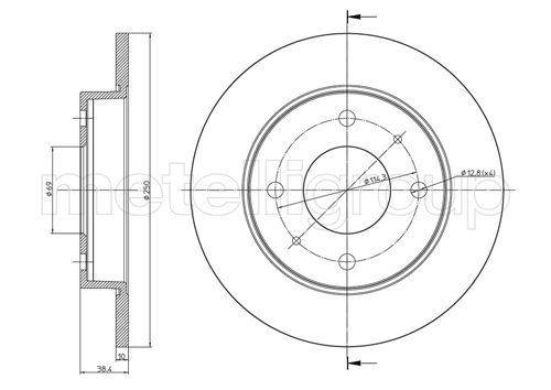 Disc frana MITSUBISHI COLT VI (Z3_A, Z2_A) 1.5 (Z23A) benzina 109 cai METELLI 23-0768C