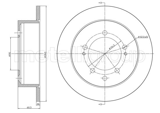 Disc frana MITSUBISHI OUTLANDER I (CU_W) 2.0 Turbo 4WD (CU2W) benzina 201 cai METELLI 23-1650C
