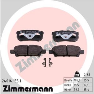Placute frana MITSUBISHI LANCER VIII (CY_A, CZ_A) 1.8 (CY3A, CY6A) benzina 143 cai ZIMMERMANN 24014.155.1