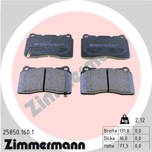 Placute frana MITSUBISHI LANCER VI (CJ_, CP_) EVO V (CP9A) benzina 280 cai ZIMMERMANN 25850.160.1