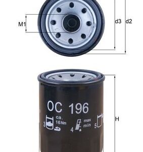 Filtru ulei MITSUBISHI ASX Van (GA_W_) 1.8 DI-D 4WD diesel 150 cai MAHLE ORIGINAL OC 196