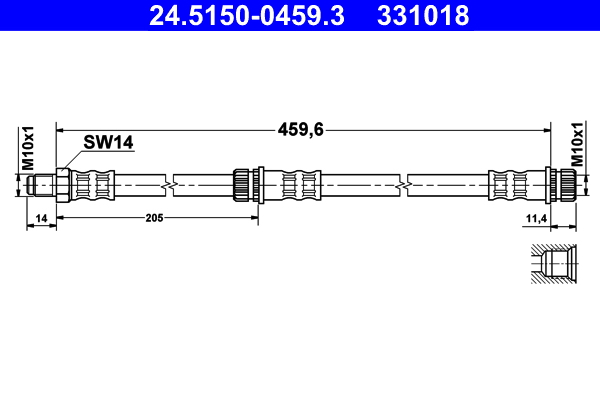 Furtun frana MITSUBISHI COLT VI (Z3_A, Z2_A) 1.5 DI-D (Z39A) diesel 95 cai ATE 24.5150-0459.3