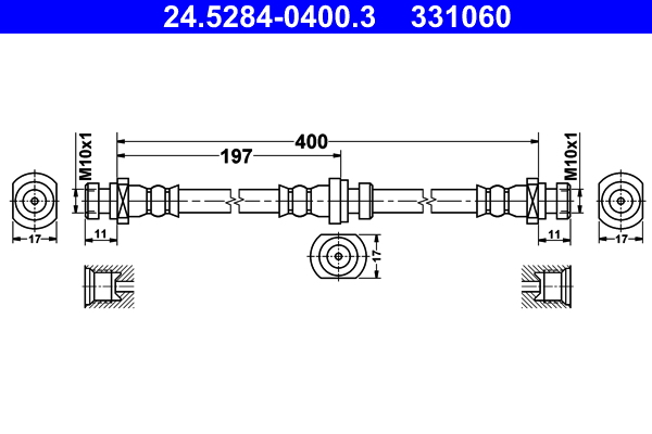 Furtun frana MITSUBISHI L200 (K7_T, K6_T, K5_T) 2.4 4WD (K75T) benzina 132 cai ATE 24.5284-0400.3