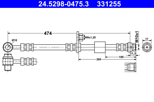 Furtun frana MITSUBISHI COLT VI (Z3_A, Z2_A) 1.3 (Z21A) benzina 95 cai ATE 24.5298-0475.3