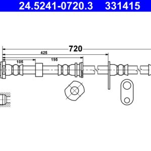 Furtun frana MITSUBISHI L200 / TRITON platou / sasiu (KA_T, KB_T) 2.5 DI-D 4WD (KB4T) diesel 178 cai ATE 24.5241-0720.3