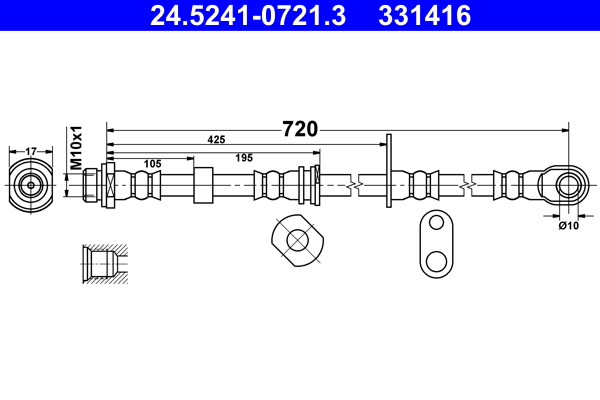 Furtun frana MITSUBISHI L200 / TRITON (KA_T, KB_T) 2.5 DI-D 16V 4WD diesel 133 cai ATE 24.5241-0721.3