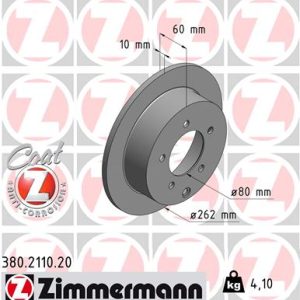 Disc frana MITSUBISHI LANCER VIII (CY_A, CZ_A) 1.5 Bifuel Benzina/Autogaz (GPL) 109 cai ZIMMERMANN 380.2110.20