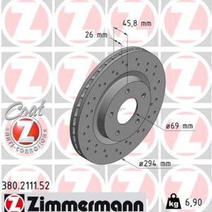 Disc frana MITSUBISHI ASX (GA_W_) 2.0 MIVEC 4WD benzina 150 cai ZIMMERMANN 380.2111.52