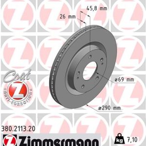 Disc frana MITSUBISHI GRANDIS (NA_W) 2.4 MIVEC (NA4W) benzina 165 cai ZIMMERMANN 380.2113.20