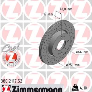 Disc frana MITSUBISHI MIRAGE / SPACE STAR VI hatchback (A0_A) 1.0 (A05A) benzina 71 cai ZIMMERMANN 380.2117.52