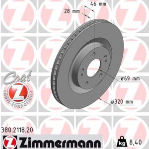 Disc frana MITSUBISHI ECLIPSE CROSS (GK_, GL_) 1.5 T-Mivec 4WD benzina 163 cai ZIMMERMANN 380.2118.20