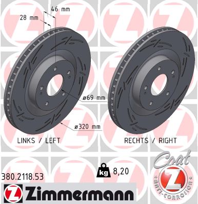 Disc frana MITSUBISHI ECLIPSE CROSS (GK_, GL_) 1.5 T-Mivec benzina 163 cai ZIMMERMANN 380.2118.53
