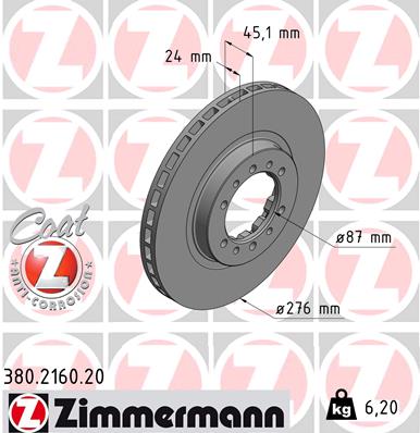 Disc frana MITSUBISHI L200 (K7_T, K6_T, K5_T) 2.4 4WD (K75T) benzina 132 cai ZIMMERMANN 380.2160.20