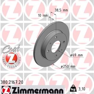 Disc frana MITSUBISHI COLT VI (Z3_A, Z2_A) 1.5 DI-D (Z38A) diesel 68 cai ZIMMERMANN 380.2167.20