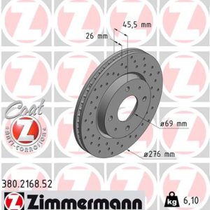 Disc frana MITSUBISHI LANCER VII (CS_A, CT_A) 1.3 benzina 82 cai ZIMMERMANN 380.2168.52