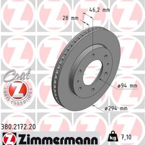 Disc frana MITSUBISHI L200 / TRITON (KJ_, KK_, KL_) 2.5 DI-D 4WD diesel 136 cai ZIMMERMANN 380.2172.20