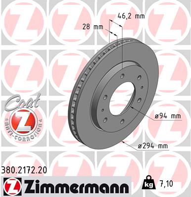 Disc frana MITSUBISHI L200 / TRITON (KJ_, KK_, KL_) 2.5 DI-D 4WD diesel 136 cai ZIMMERMANN 380.2172.20