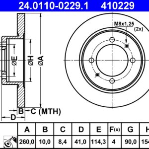 Disc frana MITSUBISHI CARISMA (DA_) 1.8 GDI (DA2A) benzina 122 cai ATE 24.0110-0229.1