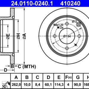 Disc frana MITSUBISHI GALANT VII limuzina (E5_A, E7_A, E8_A) 2.0 GLSTD (E57A) diesel 90 cai ATE 24.0110-0240.1