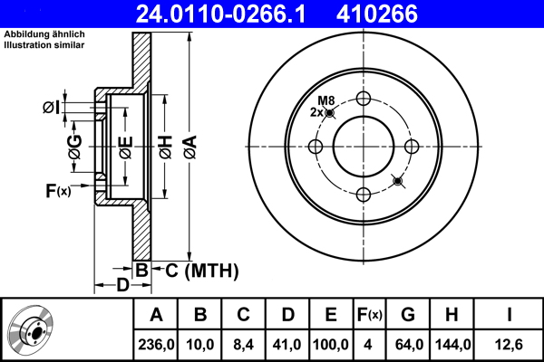 Disc frana MITSUBISHI LANCER V Station Wagon (CB_W, CD_W) 1.6 16V (CB4W) benzina 113 cai ATE 24.0110-0266.1