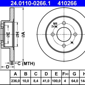Disc frana MITSUBISHI CARISMA limuzina (DA_) 1.6 (DA1A) benzina 95 cai ATE 24.0110-0266.1