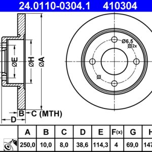 Disc frana MITSUBISHI COLT Caseta/ Hatchback (Z3_V) 1.5 DiD diesel 95 cai ATE 24.0110-0304.1