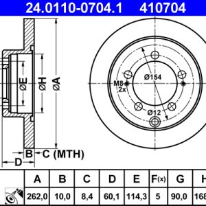 Disc frana MITSUBISHI ECLIPSE II (D3_A) 2000 GS 16V (D32A) benzina 146 cai ATE 24.0110-0704.1