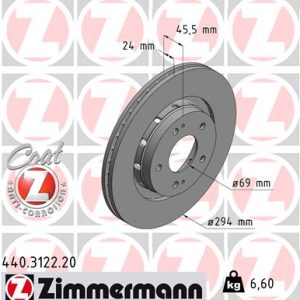 Disc frana MITSUBISHI OUTLANDER I (CU_W) 2.4 4WD (CU4W) benzina 139 cai ZIMMERMANN 440.3122.20