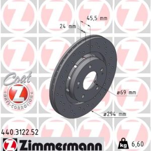 Disc frana MITSUBISHI OUTLANDER II (CW_W) 2.2 DI-D 4WD diesel 177 cai ZIMMERMANN 440.3122.52