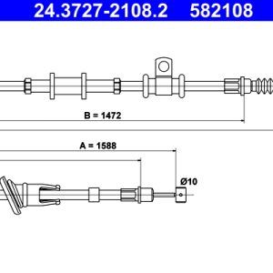 Cablu frana de parcare MITSUBISHI CARISMA (DA_) 1.8 16V GDI (DA2A) benzina 125 cai ATE 24.3727-2108.2