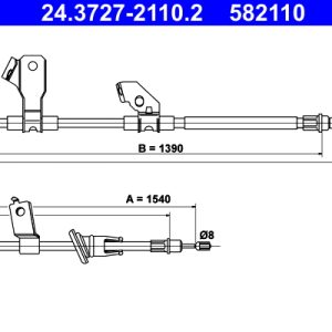 Cablu frana de parcare MITSUBISHI COLT VI (Z3_A, Z2_A) 1.5 DI-D (Z39A) diesel 95 cai ATE 24.3727-2110.2