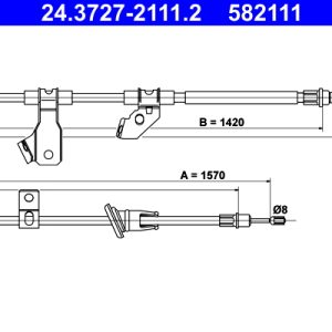 Cablu frana de parcare MITSUBISHI COLT VI (Z3_A, Z2_A) 1.1 (Z31A, Z32A) benzina 75 cai ATE 24.3727-2111.2