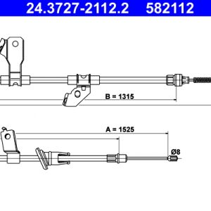 Cablu frana de parcare MITSUBISHI COLT VI (Z3_A, Z2_A) 1.3 Flexfuel (Z35A) Benzina/Etanol 95 cai ATE 24.3727-2112.2