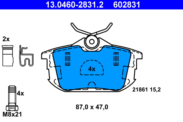 Placute frana MITSUBISHI CARISMA (DA_) 1.8 16V GDI (DA2A) benzina 125 cai ATE 13.0460-2831.2