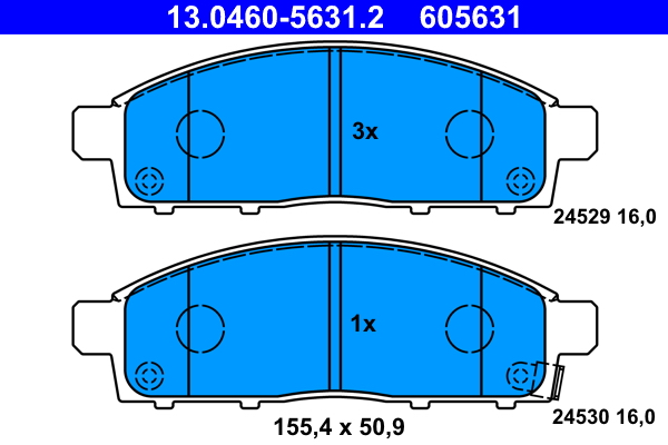 Placute frana MITSUBISHI L200 / TRITON platou / sasiu (KA_T, KB_T) 2.5 DI-D (KA4T) diesel 128 cai ATE 13.0460-5631.2