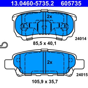 Placute frana MITSUBISHI OUTLANDER I (CU_W) 2.0 4WD (CU2W) benzina 136 cai ATE 13.0460-5735.2