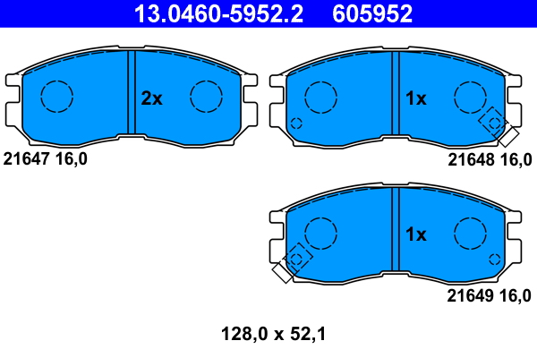 Placute frana MITSUBISHI COLT III (C5_A) 1.8 GTi 16V Cat (C58A) benzina 136 cai ATE 13.0460-5952.2