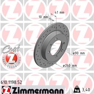 Disc frana MITSUBISHI CARISMA (DA_) 1.8 (DA2A) benzina 116 cai ZIMMERMANN 610.1198.52