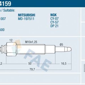 Bujie incandescenta MITSUBISHI L400 caroserie (PD_W, PC_W, PB_V, PA_W, PA_V) 2500 TD (PD5W, PD5V, PA5W, PA5V) diesel 87 cai FAE 74159