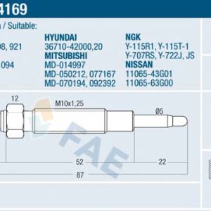 Bujie incandescenta MITSUBISHI COLT III (C5_A) 1.8 Diesel GLX (C54A) diesel 60 cai FAE 74169