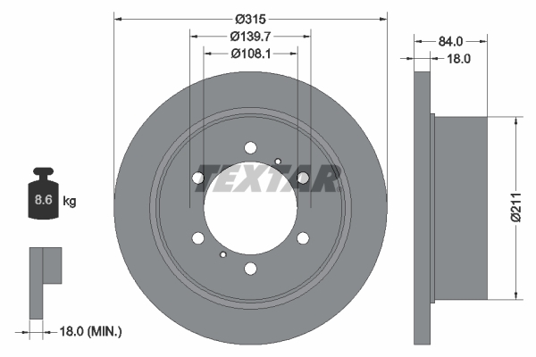 Disc frana MITSUBISHI L400 bus (PD_W, PC_W, PA_V, PB_V, PA_W) 2.4 i 4WD (PD4V/W) benzina 132 cai TEXTAR 92093100