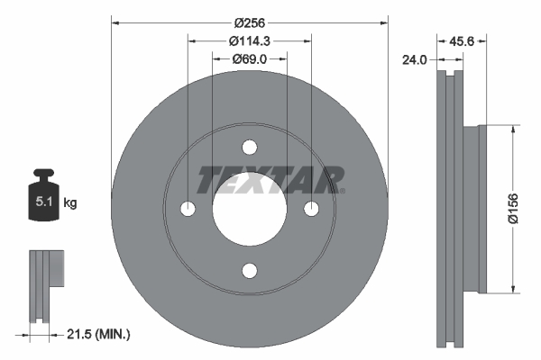 Disc frana MITSUBISHI COLT VI (Z3_A, Z2_A) 1.5 (Z23A) benzina 109 cai TEXTAR 92134803