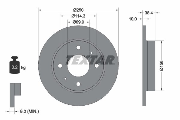 Disc frana MITSUBISHI COLT VI (Z3_A, Z2_A) 1.1 (Z31A, Z32A) benzina 75 cai TEXTAR 92134903