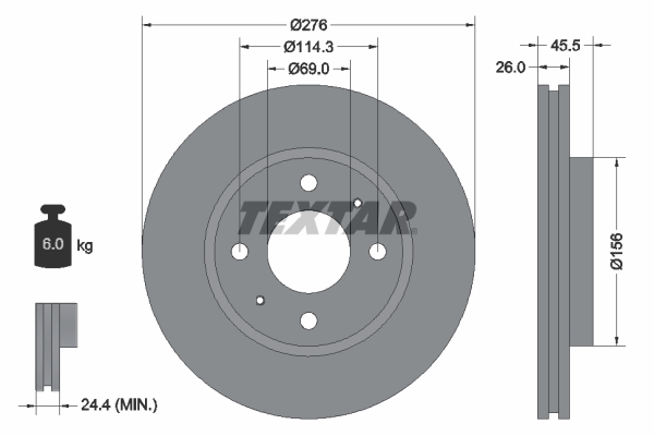 Disc frana MITSUBISHI LANCER VII (CS_A, CT_A) 1.6 (CS3A) benzina 98 cai TEXTAR 92148703