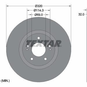 Disc frana MITSUBISHI LANCER VII (CS_A, CT_A) EVO IX (CT9A) benzina 290 cai TEXTAR 92169903