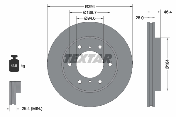 Disc frana MITSUBISHI L200 / TRITON (KJ_, KK_, KL_) 2.2 DI-D 4WD diesel 150 cai TEXTAR 92180205