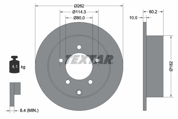 Disc frana MITSUBISHI LANCER VIII (CY_A, CZ_A) 1.5 benzina 109 cai TEXTAR 92227403