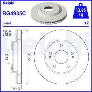 Disc frana MITSUBISHI L200 / TRITON (KA_T, KB_T) 2.5 DI-D (KA4T) diesel 178 cai DELPHI BG4935C