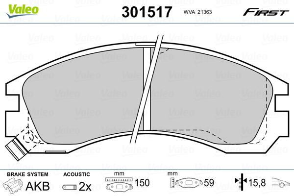 Placute frana MITSUBISHI OUTLANDER III (GG_W, GF_W, ZJ, ZL, ZK) 2.2 DI-D 4WD (GF6W) diesel 150 cai VALEO 301517