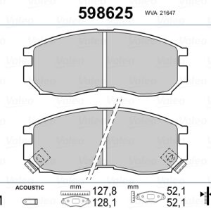 Placute frana MITSUBISHI GALANT VI (E3_A) 2.0 GTI 16V (E39A, E38A, E33A) benzina 144 cai VALEO 598625